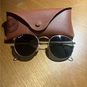 Ray-Ban Gold Frame Sunglasses with Dark Lenses